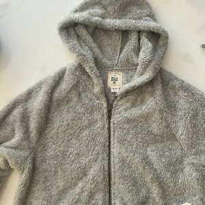 NWT Billabong Faux Fur Zip Up Hoodie-Light Grey